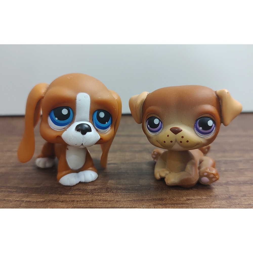Littlest Pet Shop LPS Dogs Lot Of 2 Basset Hound Pug Puppy Puppies Z18
